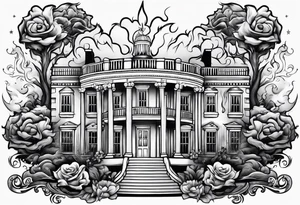 white house on fire tattoo idea