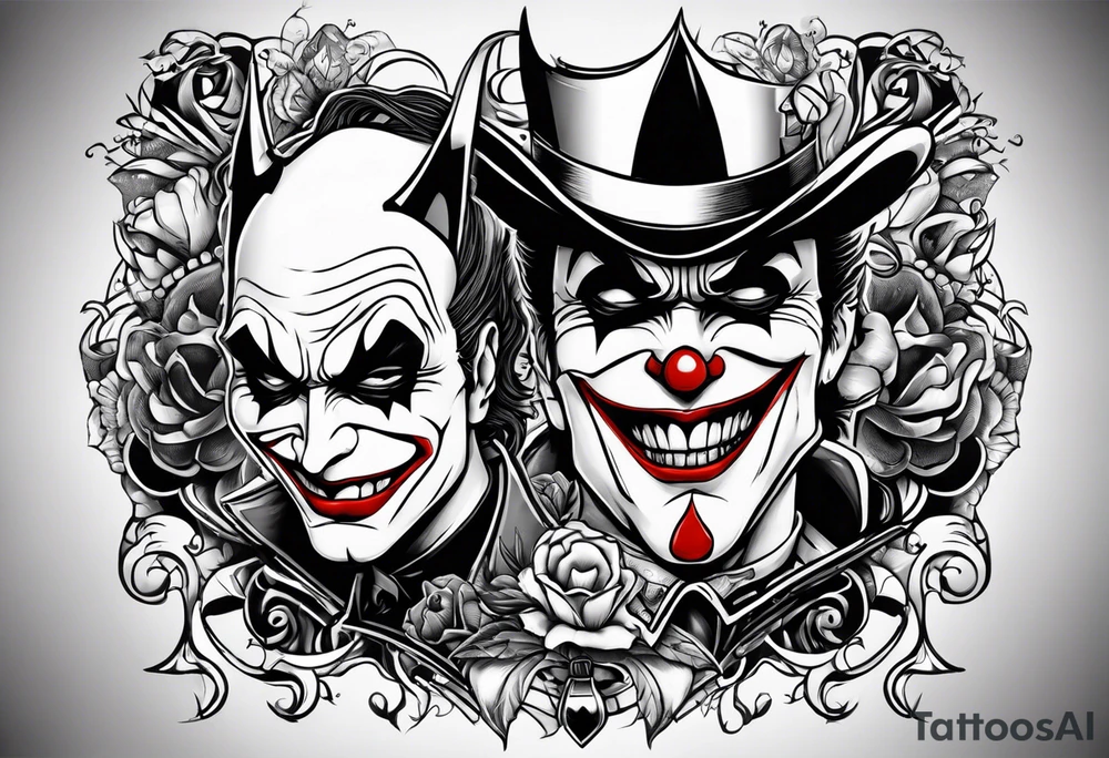 joker and batman on card game tattoo idea