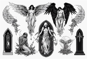 Fallen angel near the grave tattoo idea