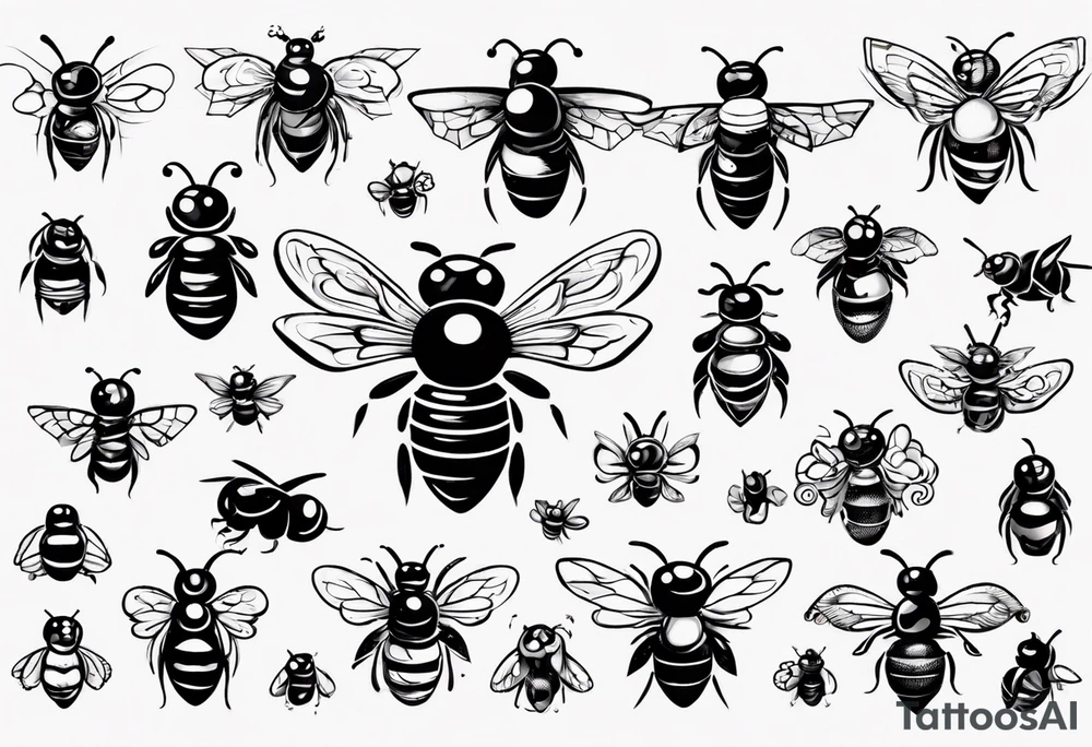 kleine Biene im Comic still von der seite gezeichnet tattoo idea