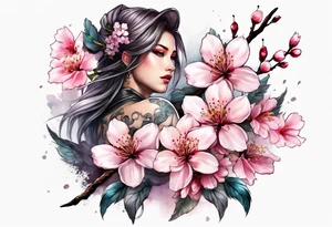 Gladius and cherry blossom tattoo idea