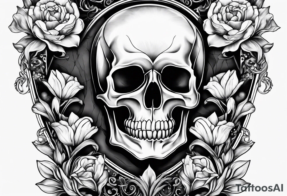 Stoicism Tulip, Skull, hourglass all separate pieces tattoo idea