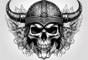 Viking skull with helmet and dragon head tattoo idea