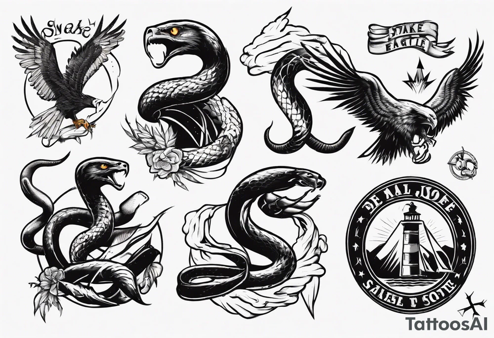 The snake is fighting with an eagle tattoo idea