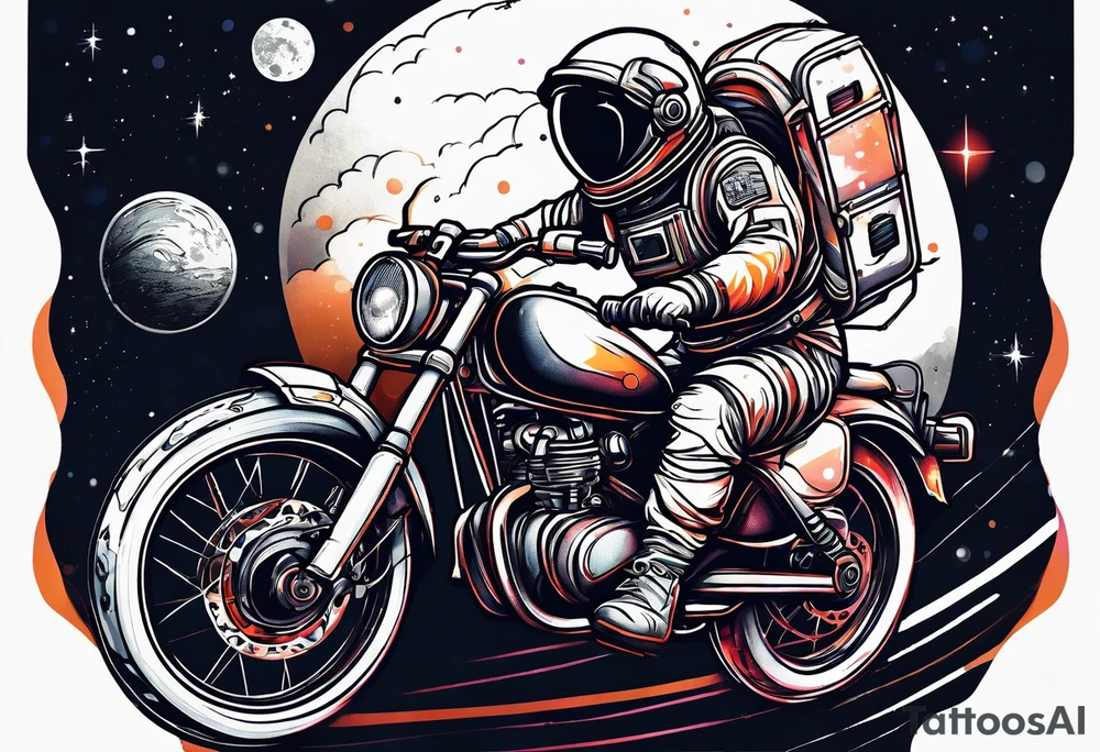 astronaut riding bicycle tattoo idea