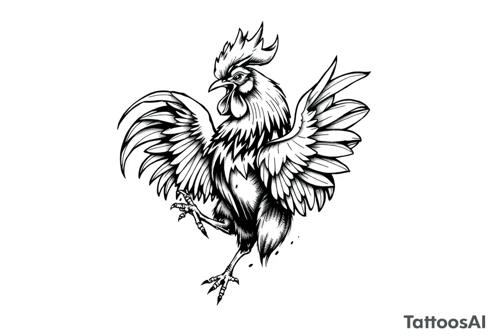 attacking rooster tattoo idea