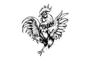 attacking rooster tattoo idea