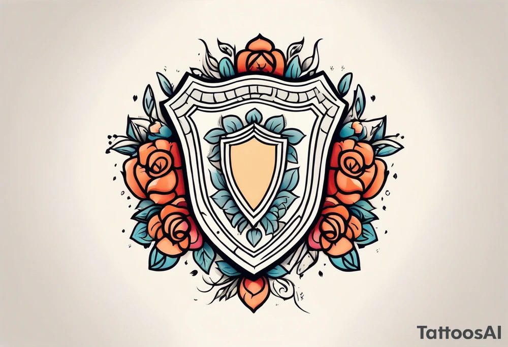 shield

old school vintage simple traditional design with vintage flowers surrounding
bold color simple tattoo idea