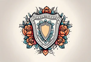 shield

old school vintage simple traditional design with vintage flowers surrounding
bold color simple tattoo idea