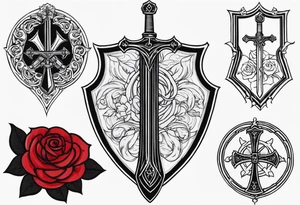 Templar shield and sword tattoo on forearm. With roses around. I would like symbols of loyalty tattoo idea