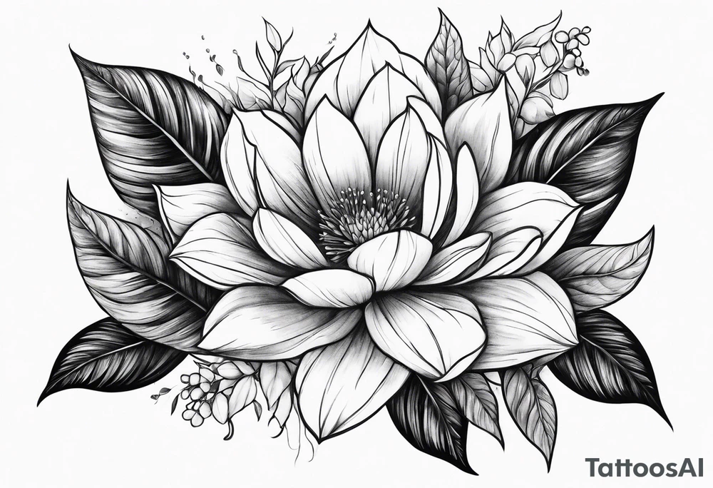 Plant sleeve no flowers tattoo idea