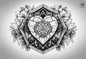 chest tattoo hexagon heart tattoo idea