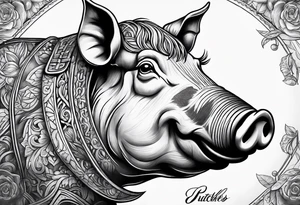 Butchers portrait of pig tattoo idea