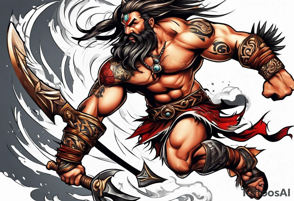 leaping barbarian tattoo idea