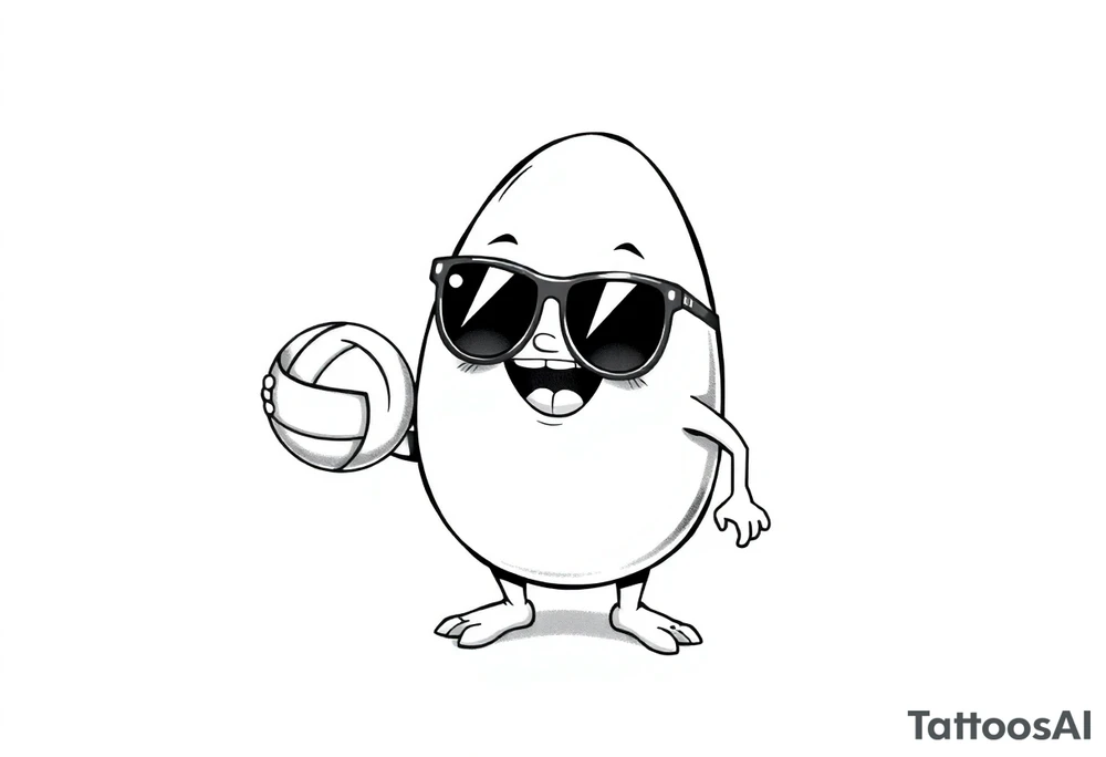 walking egg in sunglasses,
, holding a volleyball tattoo idea