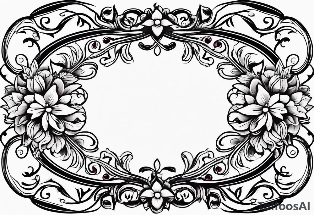 Oval vines,flowers tattoo idea