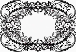 Oval vines,flowers tattoo idea