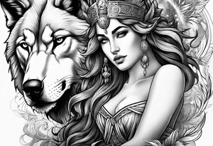 greek god zeus, full sleeve, attractive female face with wolf headress, chemical formula for protein, wolf, full body zeus tattoo idea