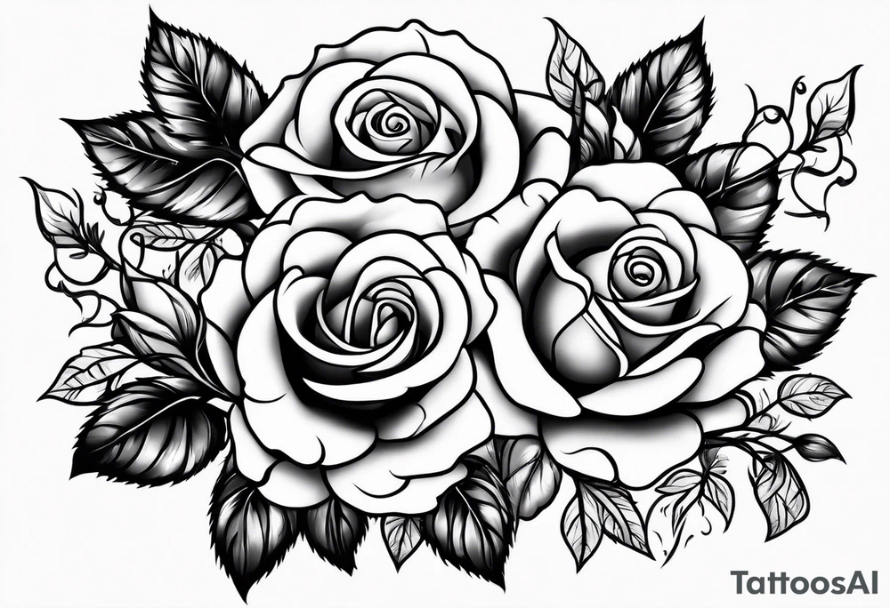 roses with vines tattoo idea