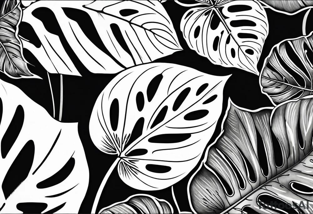a group of monstera leaves tattoo idea