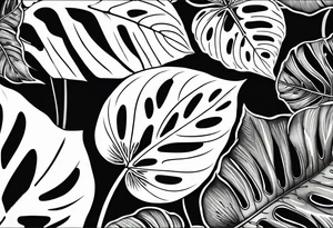 a group of monstera leaves tattoo idea