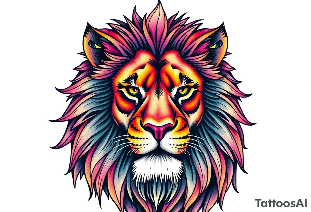 powerful majestic lion, close-up tattoo idea