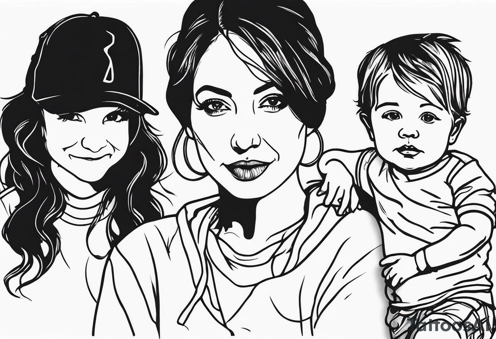 Mom with son and daughter tattoo idea