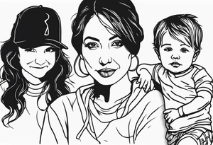 Mom with son and daughter tattoo idea