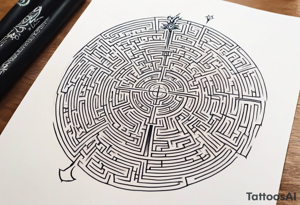 Labyrinth, Castle, North Star tattoo idea