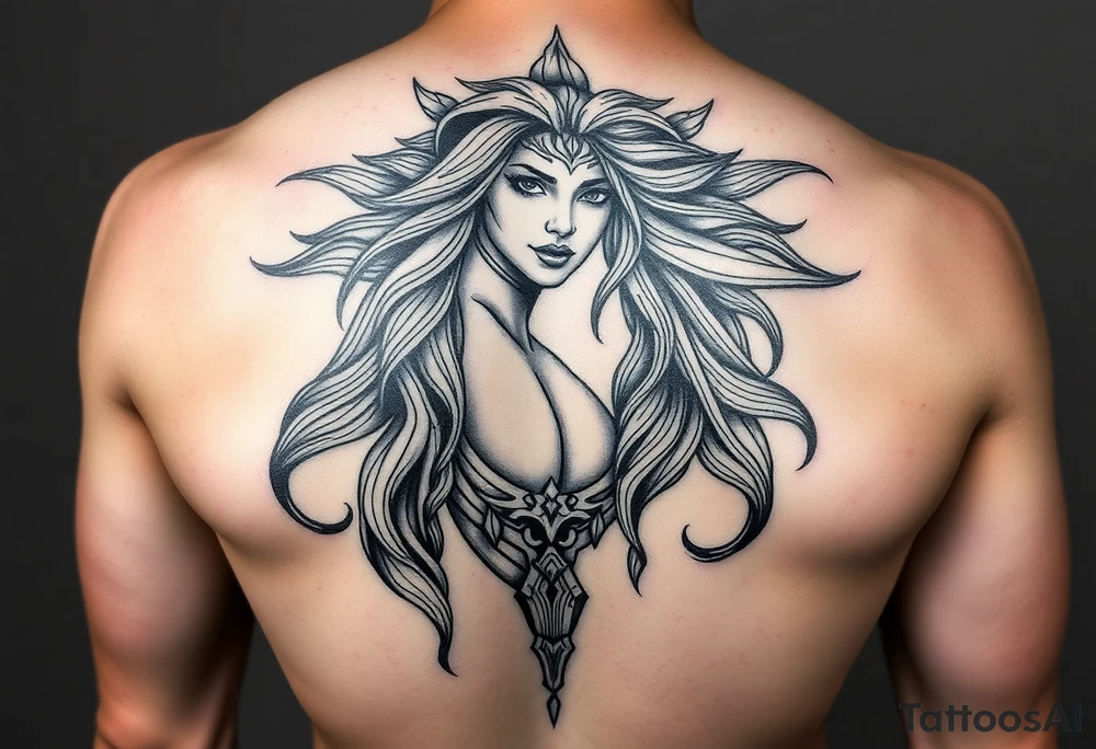 Goddess warrior sexy woman tattoo idea