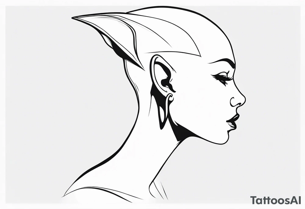 pointed ears elf profile no face bald tattoo idea