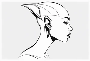 pointed ears elf profile no face bald tattoo idea