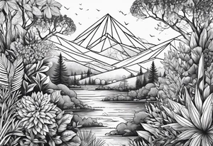 geometric dense vegetation tattoo idea