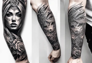 excrutiating pain on arm sleeve tattoo idea