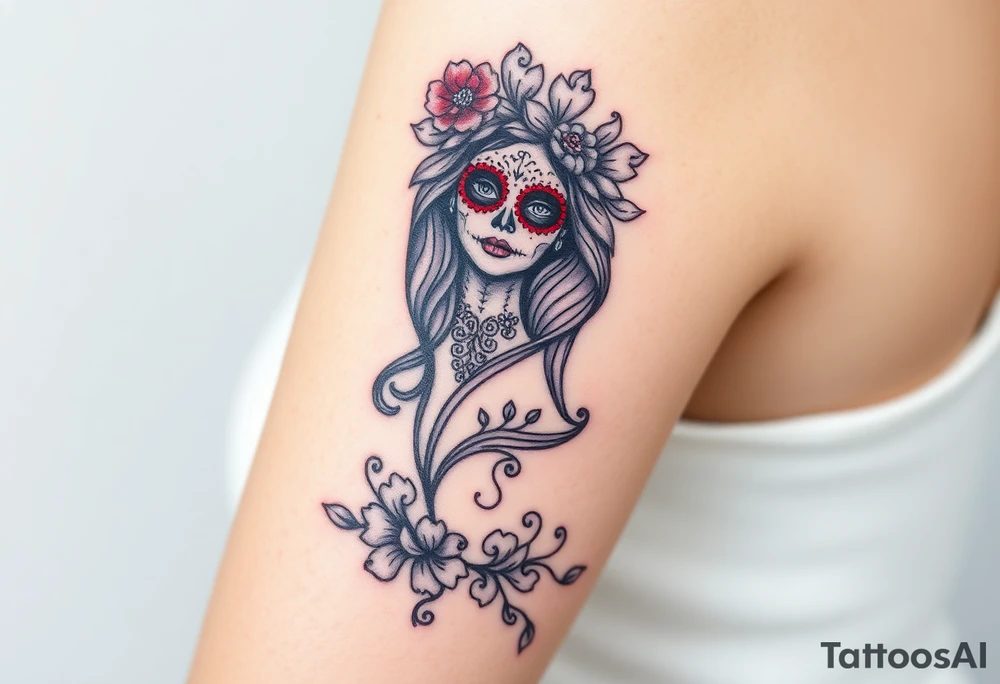 Day of the dead Mexican woman tattoo idea