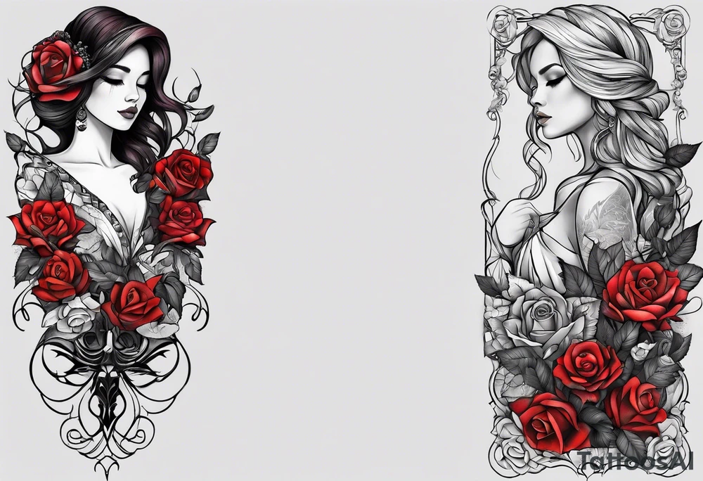 i want a full arm tattoo for a girl,it can be have a roses,flowers,not too over a simple thing tattoo idea