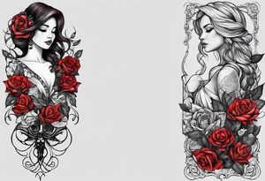 i want a full arm tattoo for a girl,it can be have a roses,flowers,not too over a simple thing tattoo idea