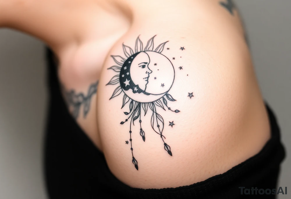 The sun the moon and the stars cascading tattoo idea