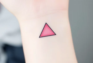 A pink triangle (upsidedown), with very small black lining and upside down. Just the colour pink. No shapes. Just the colour pink in a gradient filling the triangle tattoo idea
