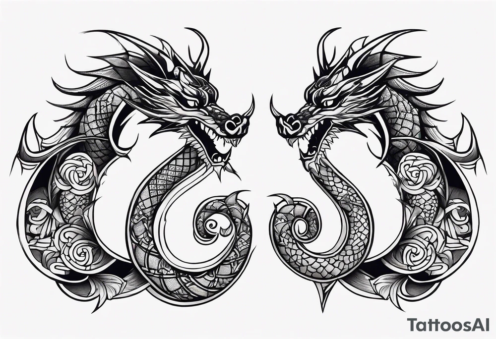 Dragon Seven number shape tattoo idea
