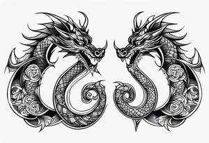 Dragon Seven number shape tattoo idea