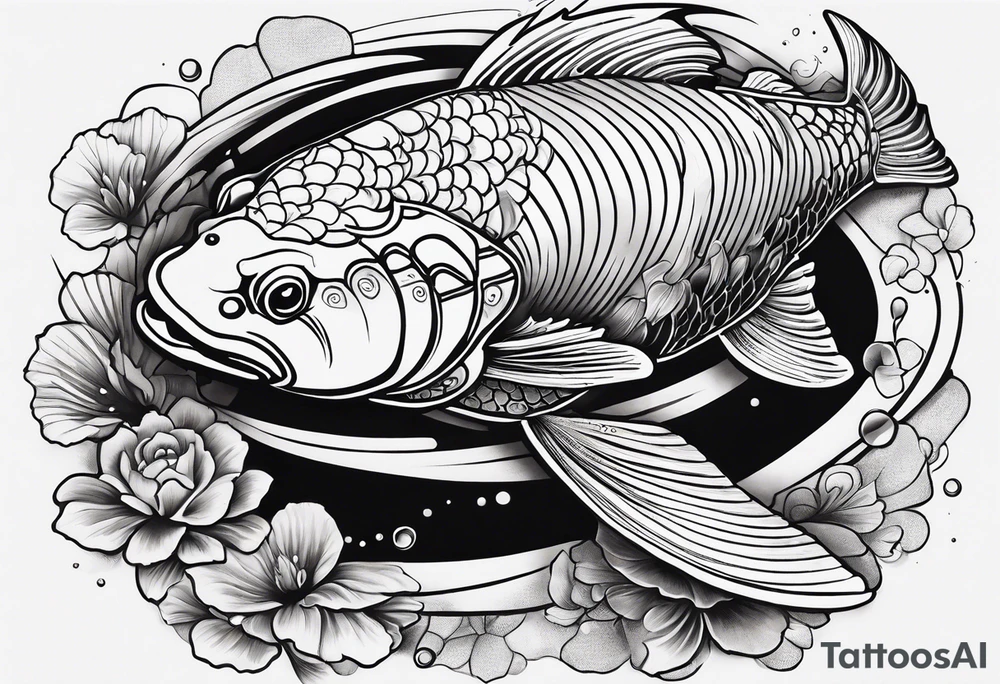 Koi fish with a turtle head tattoo idea