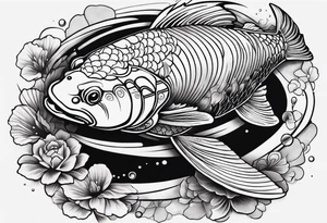 Koi fish with a turtle head tattoo idea