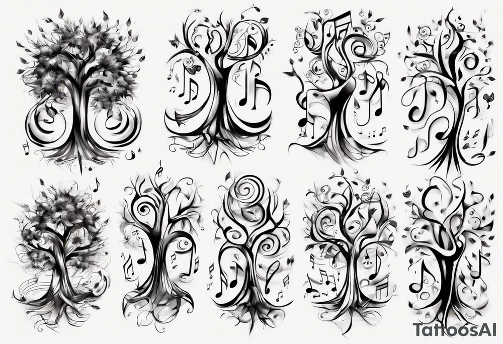 music speaker note tree stave note tattoo idea