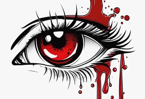 Bleeding tear draining to down from red eye tattoo design model tattoo idea