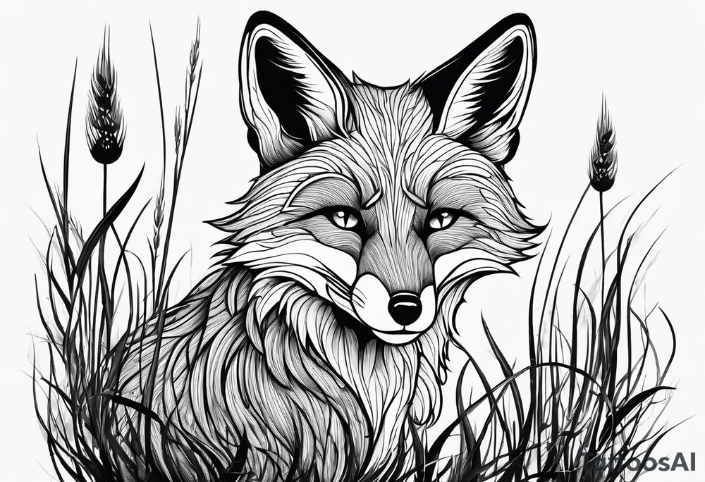 Creepy fox in the reeds evil gross tattoo idea