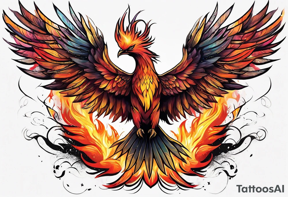 a pheonix raising from the ashes tattoo idea