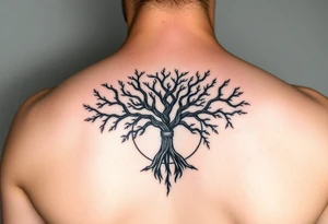 yggadrisl tree of life with circle. Jai , Phoebe, Imogen, Matilda in the circle tattoo idea