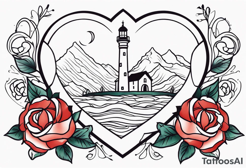 Leuchtturm Stacheldraht Rosen Herz tattoo idea
