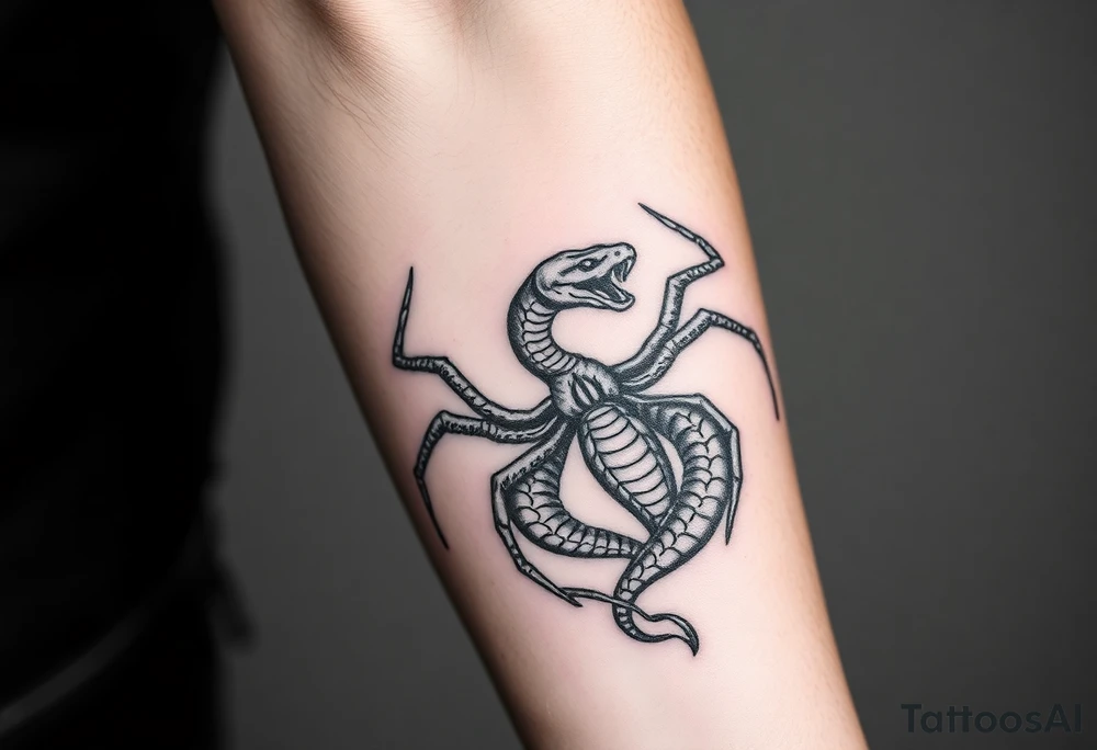 Snake wrapped from a spider tattoo idea